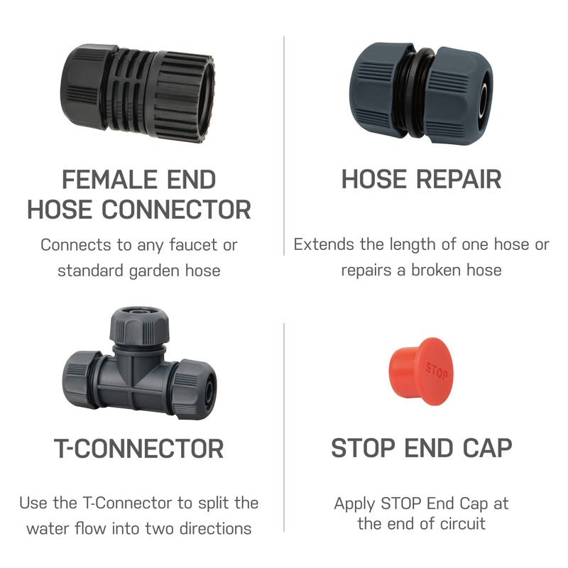 Eden DIY Garden Hose and Faucet Connector - 10-Piece Set (Model#99910)  Red  Black - Image 2